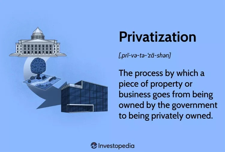Privatization: the process by which a piece of property or business goes from being owned by the government to being privately owned. Read the definition on Investopedia.